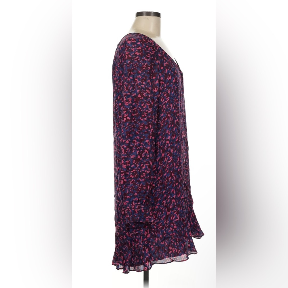Parker Floral Long Sleeve Dress Silk Blend Pink Blue Wine XS Small Medium Large - Picture 3 of 6